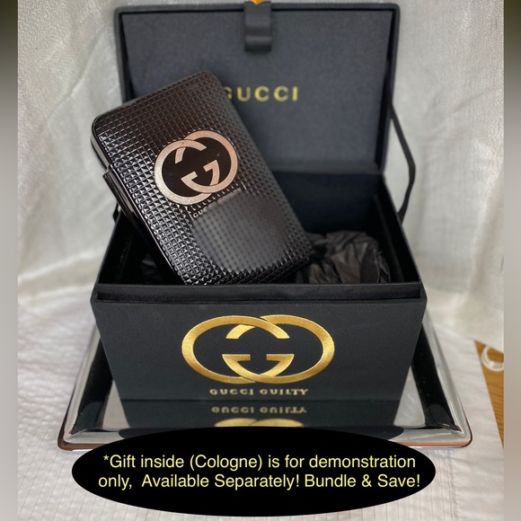 GUCCI Gift Box (GUCCI GUILTY) Satin with Embroidered Large Gold Logo🔥Deep 8”x5” - Picture 10 of 12